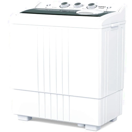 KUPPET Compact Twin Tub Portable Mini Washing Machine 21lbs Capacity,Washer(14.4lbs) and Spiner(6.6lbs)/Built-in Drain Pump/Semi-Automatic,Black and White,24.8 inch x 15 inch x 28.5 inch