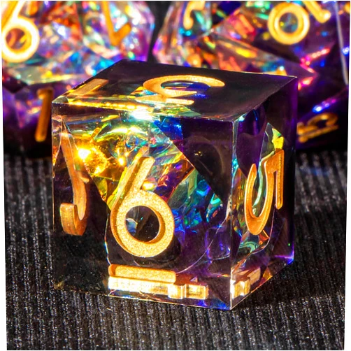 KERWELLSI Resin DND Dice Set Dungeons and Dragons Dice, 7Piece D&D Dice Set, Purple Sharp Edged Dice Set, D and D Dice for Role Playing Dice, RPG Dice with Box