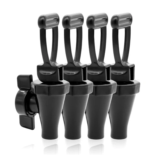 LERGNA 03260.0002 Replacement Faucet Kit for Tea Dispenser, Spigot Replacement for Tea Urn, Tea Spout/Nozzle with Wing Nut and C-Ring, 4 Packs, Black