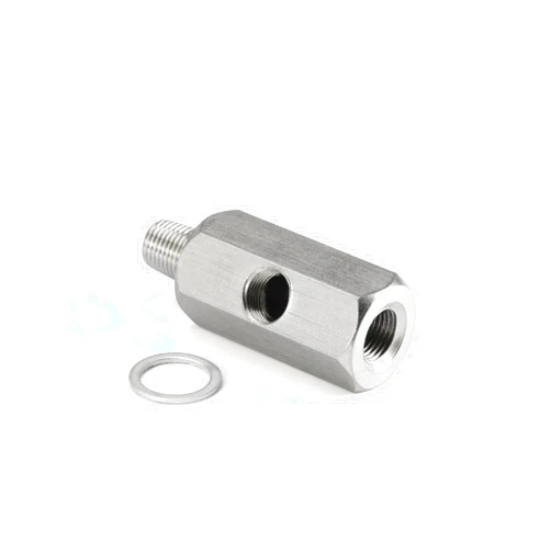 TUELETFU 1/8 NPT Oil Pressure Sensor Adapter Turbo Supply Feed Line Gauge Port Tee Adapter