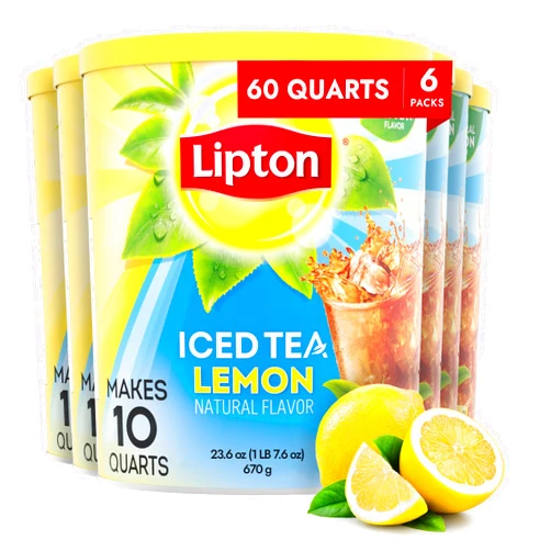 Lipton Iced Tea Mix, Lemon Sweetened Iced Tea, Makes 10 Quarts (Pack of 6)