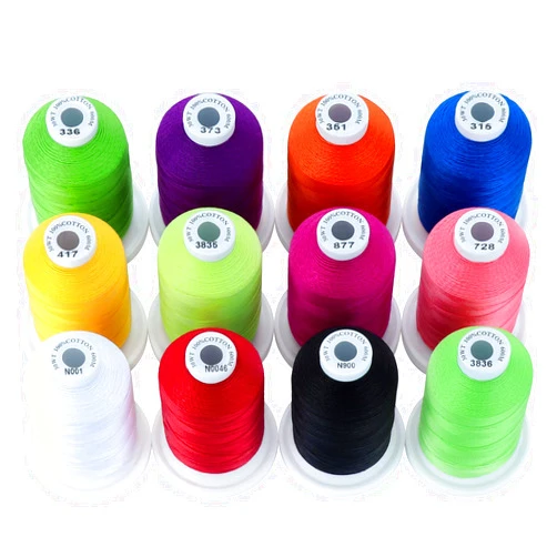 New brothread - 18 Options - Multi-Purpose 100% Mercerized Cotton Threads 50S/3 600M(660Y) Each Spool for Quilting, Serger, Sewing and Embroidery - 12 Bright Colors