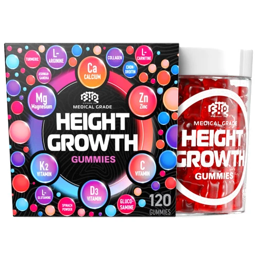 BTQ BIOTEQUE LAB BIOTEQUELAB Height Growth Increase Gummies Vitamins, Grow Tall Supplement, Calcium, Magnesium, Zinc, Ashwagandha, Glucosamine Multivitamin for Teens, Kids, 120 Gummies