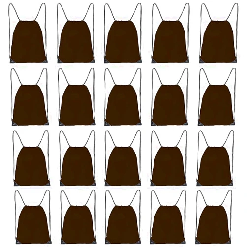 CODOBON 20-Pack Drawstring Backpack, Bulk Drawstring Bags, Cinch Polyester Bags for Outdoor Sport, Black