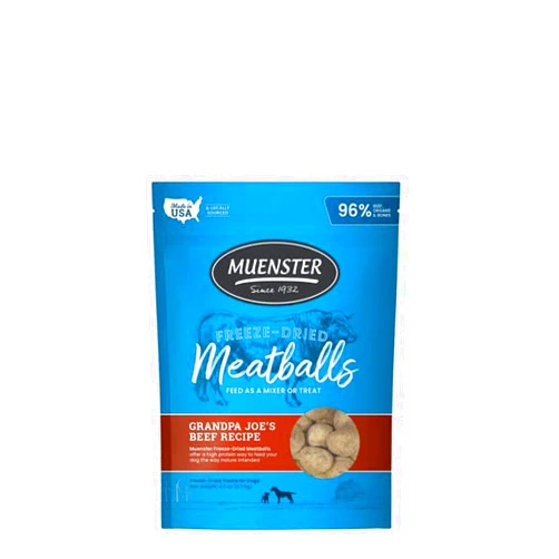 Muenster Freeze Dried Beef Meatball Dog Treats 4 oz - Grain Free, Made in USA