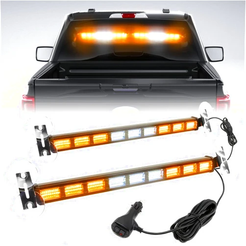 BooYu [Upgraded] Switchable 4 Colors Emergency Strobe Traffic Advisor Light Bar 162 LED Windshield 2 in 1 Visor Safety Warning Hazard Flashing Lights for Firefighter Police Truck Vehicle (Amber/White)