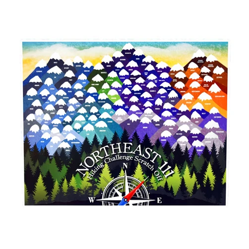 Peakquest Northeast 111 Hiking Challenge Scratch Off/NY'S High Peaks/Vermont/NH 48 4,000 footers/Maine/peakquest/Hiking Supplies and Accessories/ 11x14