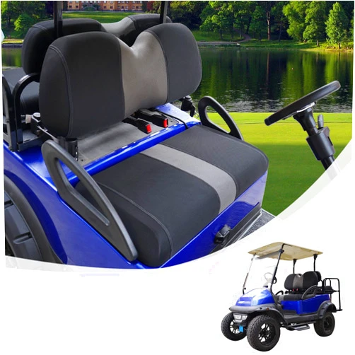 SAMXOMAP 2PCS Golf Cart Seat Covers Washable Breathable Air Mesh Cloth Adjustable Front Seat Cover Fit Like Gloves for Club Car Precedent, Black and Gray