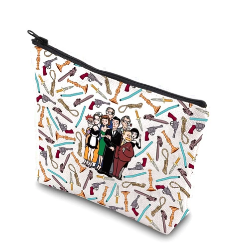 JNIAP Mystery Movie Makeup Bag Mystery Movie Gifts Mystery Weapon Gift White & Peacock & Scarlet & Green & Mustard Zipper Bag