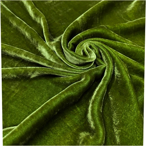 VINSILK 100% Pure Mulberry Silk Velvet Fabric, Green Silk Velvet for Dress, Skirt, High End Garment, Silk Apparel Fabric, Silk for Sewing, Making Clothes, Cut in Continuous Yards (color05, 0.5 Yards)