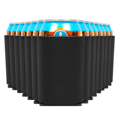 CURRENT CO. Blank Beer Can Coolers Sleeves (14-Pack) Soft Insulated Beer Can Cooler Sleeves - HTV Friendly Plain Black Can Sleeves for Soda, Beer & Water Bottles - Blanks for Vinyl Projects Wedding Favors & Gifts