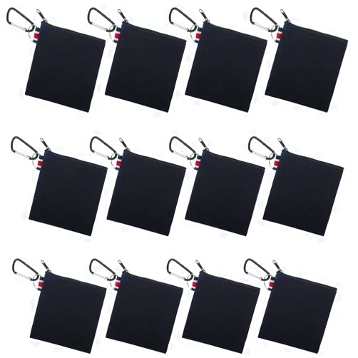 Muka 12 Pack Coin Purse with Carabiner Cotton Canvas Pouch 4-1/4 x 4-1/4 Inches