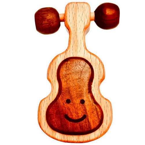 HIPPO TOYS HippoToys Natural Wood Baby Toys, Handmade Rattle, Guitar Shaker Sound Toy, Montessori Teething Toy 0-12 Months, 9 Month Old Baby Toys, Wood Toys for 1 Year Old, Rattle Toys for 6-12 Months