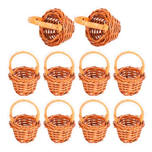 Angoily 10PCS dollhouse basket Mini Woven Basket Miniature Willow Basket for Crafts Dollhouse Accessories Landscape Photography Props Home Living Room Decor mini woven baskets Coffee small wicker basket