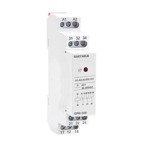 GAEYAELE Intermediate Relay Auxiliary Relay 8A 3SPDT RELAYS Din Rail Switch Relay(GR8-308,AC/DC 12V)