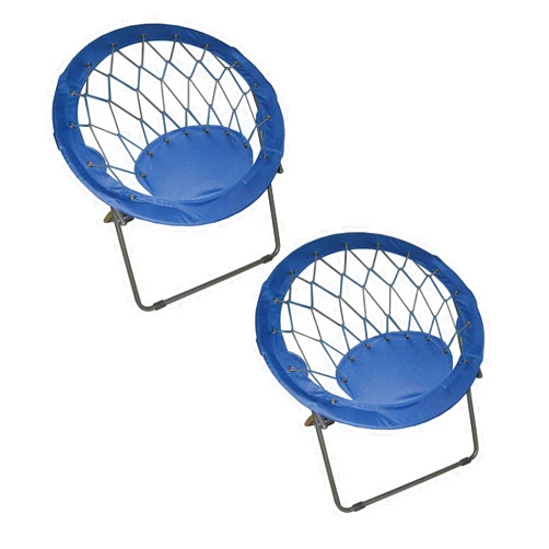 Zenithen Foldable Portable Bungee Steel Framed Dish Folding Chair, Perfect for Dorm Rooms, Bed Rooms, Accent Chair, Camping, Gaming, Reading, and Studying, Blue (Pack of 2)