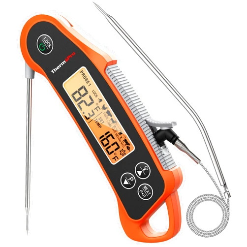 ThermoPro TP710 Instant Read Meat Thermometer Digital for Cooking, 2-in-1 Waterproof Kitchen Food Thermometer with Dual Probes and Dual Temperature Display for Oven, Grilling, Smoker & BBQ