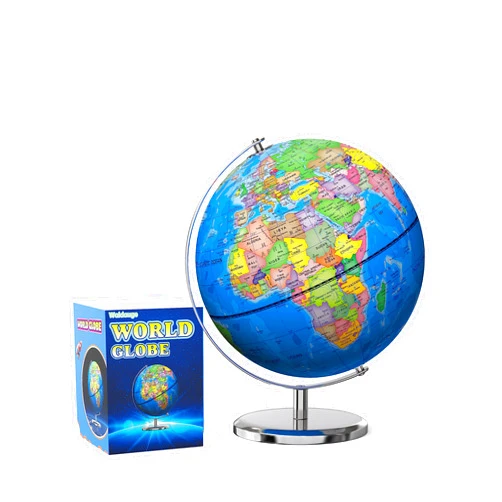 Waldauge 6.5 Inch World Globe with Stand, Small Educational Globe for Kids Learning, Colorful HD World Map Details, Earth Globe for Desktop Decor