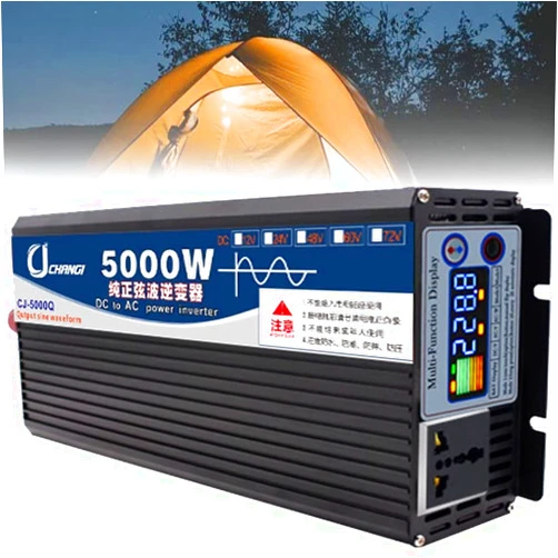 ZWEBY Auto Pure Sine Wave Inverter 5000W 6000W 7000W 8000W Voltage Converter DC 12V/24V/48V/60V to AC 220V Converter - Inverter Converter with Socket and USB Port(5000W,60V-220V)
