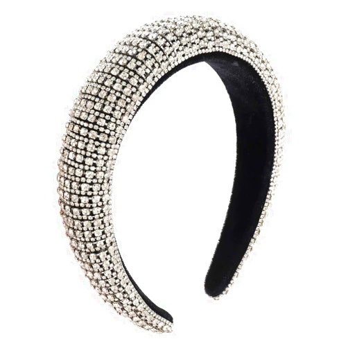 CENAPOG Crystal Headbands for Women Sparkly Rhinestone Padded Hairband Delicate Colorful Wide Velvet Bejewelled Hair Hoops Holiday Party Wedding Hair Accessory for Girls