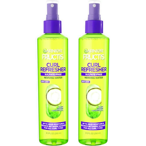 Garnier Fructis Curl Refresher Reviving Water Spray, Sulfate Free, 8.5 Fl Oz, 2 Count (Packaging May Vary)