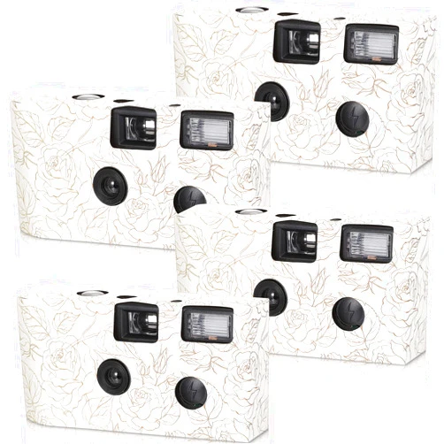 Zhengmy 4 Pack Disposable Camera for Wedding, 34mm Single Use with Flash and Hand Strap Cameras One Time Gathering Wedding Anniversary Travel Camp Party Supply (Fresh Style)