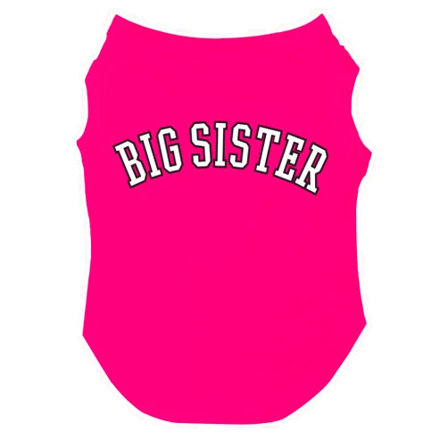 Tees & Tails Big Sister Dog Tee Shirt Sizes for Puppies, Toys, and Large Breeds (Hot Pink, 6X-Large 895)