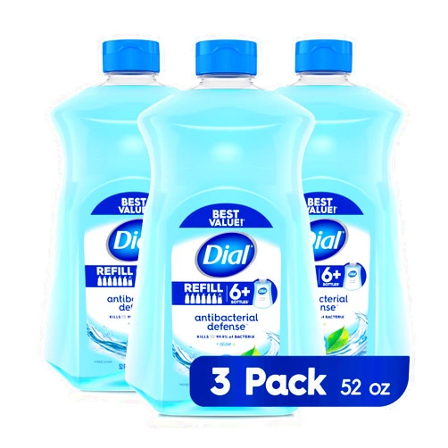 Dial Antibacterial Liquid Hand Soap Refill, Spring Water, 52 fl oz Pack of 3