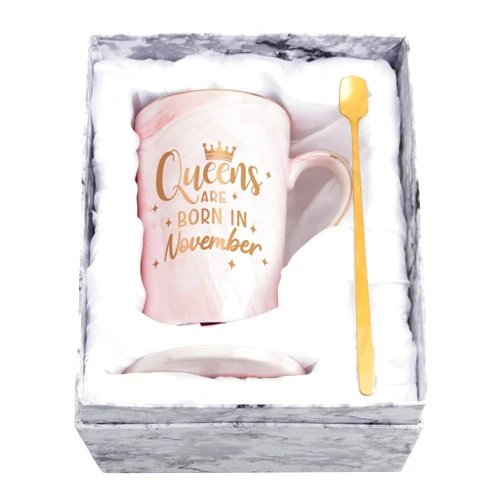 YHRJWN Birthday Gifts for Women, November Birthday Gifts for Women, Gifts for Women Friends BFF Sister Wife, Scorpio Sagittarius Zodiac Gifts, Queens Are Born in November Mug, 14 Oz with Gift Box