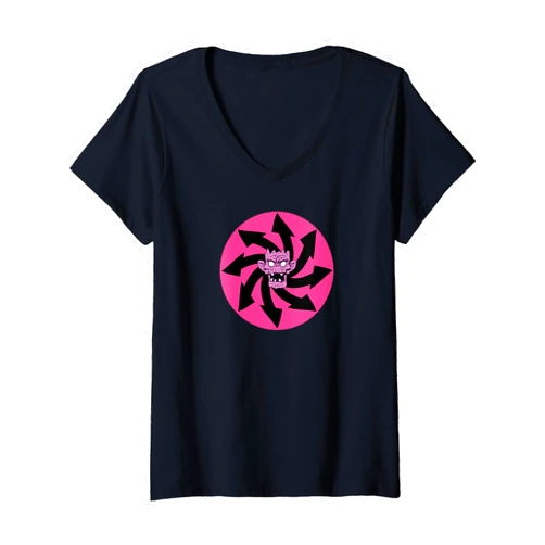 Gorillaz Womens Gorillaz Pazuzu Spiral V-Neck T-Shirt