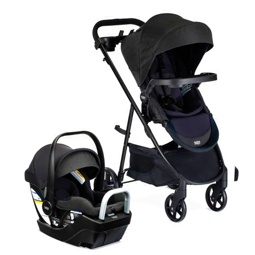 Britax Willow Brook S+ Travel System, Infant Car Seat and Stroller Combo with Alpine Base, ClickTight Technology, SafeWash Insert and Cover, Raven Black