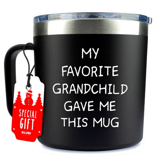 KLUBI Fathers Day Gift for Grandpa - Funny Papa Mug 14oz Tumbler, Grandfather Gift from Grandkids, Granddaughter or Grandson, Best Father's Day Gifts, Birthday or Retirement Cup for Him