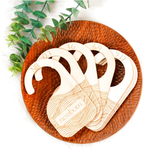 Whitluck's Wooden Baby Closet Dividers - 8-Pack Double-Sided Hangers for Organizing Baby Clothes from Newborn to 24 Months (Infant to Toddler) - Cute and Functional Nursery Decor for Boys and Girls