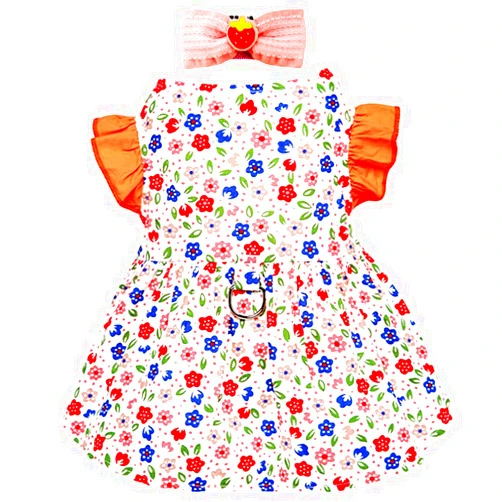 Xqpetlihai Pet Dog Dress Clothes Puppy Dog Princess Dresses with Bow Hair Clip (Pink S)