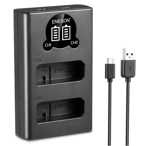 ENEGON EN-EL14 EL14a LCD USB Charger Compatible with Nikon D3100, D3200, D3300, D3400, D3500, D5100, D5200, D5300, D5500 Coolpix P7000 P7100 P7700 P7800 Cameras