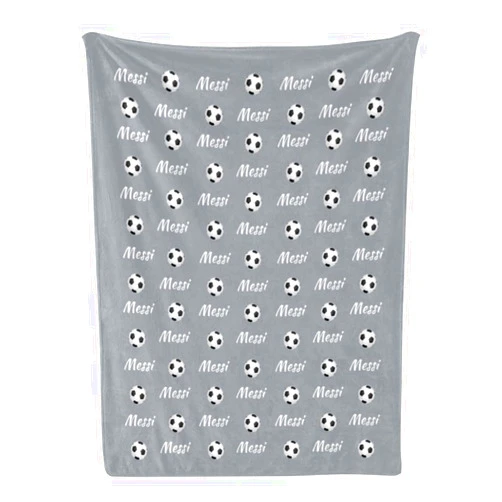 CUSPILO Personalized Soccer Blanket, Ultra Soft Micro Flannel Blanket for Bed Couch Living Room(Kids), Silver, 30