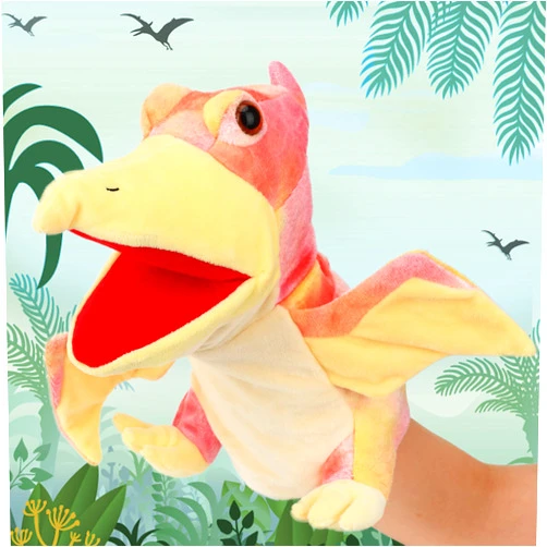 Cuteoy Plush Pterosaurus Hand Puppet Stuffed Animal Toy Open Movable Mouth Creative Role Play Storytelling Dinosaur Plushies Gifts for Kids Toddlers Birthday Christmas