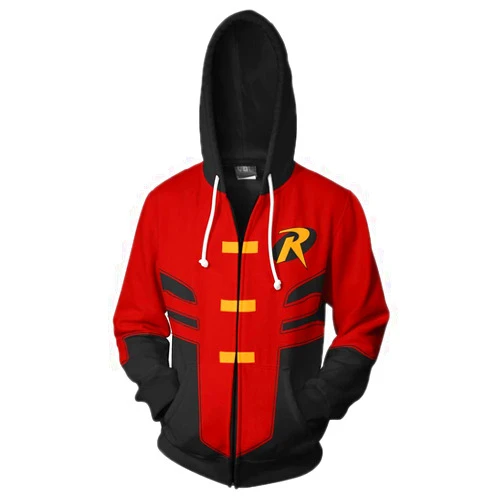 Wsysnl Xinxin Robin Tim Drake 3D Anime Cosplay Cardigan Zip Hoodie Unisex Adult Red