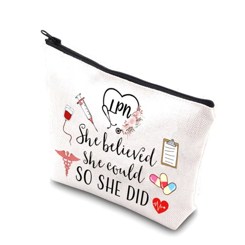 TSOTMO Licensed Practical Nurse Gift She Believed She Could So She Did 2023 Nurse Graduation Gift Makeup Bag (She Believed LPN)