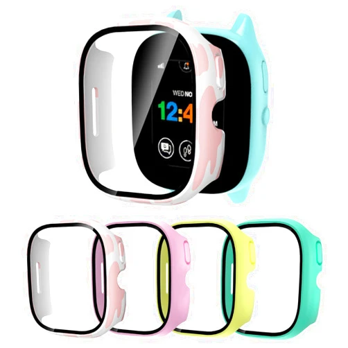 Pupvus Protector-Case for Gizmo-Watch 3 Screen-Protector Cover - 4 Pack Overall Hard PC Tempered Glass High Touch Sensitive Protective Case Accessories Compatible with Verizon Gizmo Watch 3 for kids