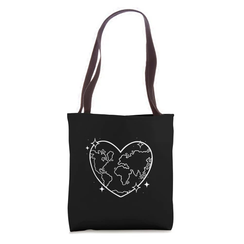 Bäume Wald, Natur Geschenke, lustige Sprüche World Map in Heart Nature Protection Design for Men Women Children Tote Bag