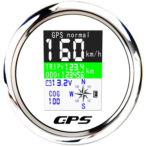 MAIMEIMI GPS Speedometer 85mm Boat GPS Speedometer Odometer Waterproof White Antenna TFT Screen Digital MPH Knots Km/h for Boat Marine 9-32V Car Motorcycle