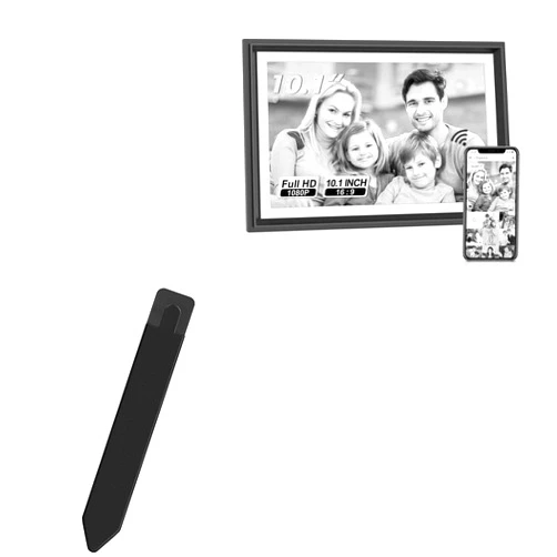 BoxWave Stylus Pouch Compatible with LiviNGPAi 10.1 in Digital Picture Frame 16gb - Stylus PortaPouch, Stylus Holder Carrier Portable Self-Adhesive - Jet Black