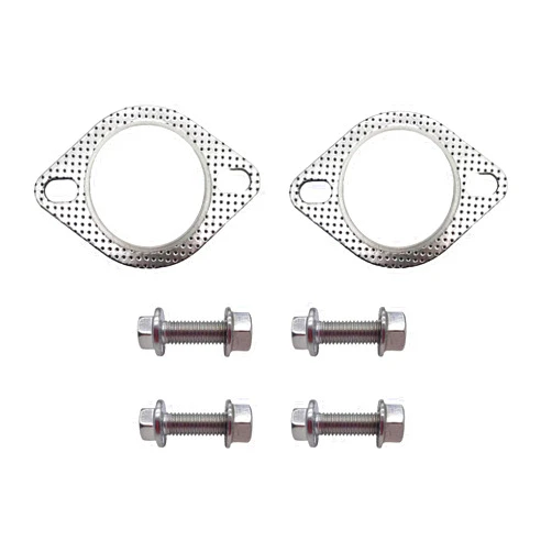 HIYANG 2 PCS Car Exhaust Gasket & 4 PCS Flange Bolt Nuts,2 Bolt 2.5“ 62mm Exhaust Flange Gasket 2.5 Inch Muffler Flange Manifold 120-06310-0002,Manifold Exhaust Gasket,Exhaust Pipe Bolts and Nuts