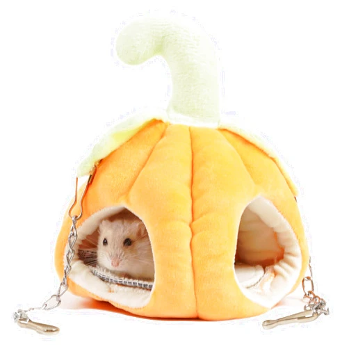 Pets on Safari Hamster Warm Bed, Sleeping Hanging Nest for Baby Guinea Pig, Pumpkin Shape Hammock House with Chain for Ferret, Small Animals Cage for Hedgehog Sugar Glider Mice Rat Bird