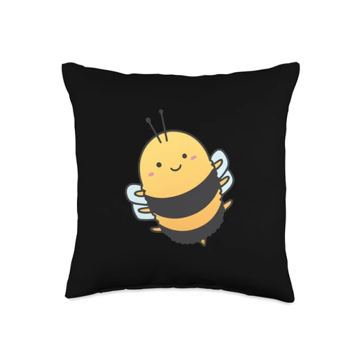 Bienenkönigin Bienenvolk, lustige Sprüche Funny Colourful bee Comic Graphic for Men, Women, Children Throw Pillow, 16x16, Multicolor