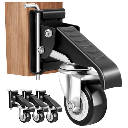 SPACECARE Workbench Casters kit 600Lbs Heavy Duty Quick Release 2 Mounting Options Retractable Workbench Stepdown Caster Wheels Adjustable Polyurethane Durable Steel Construction (Set of 4)