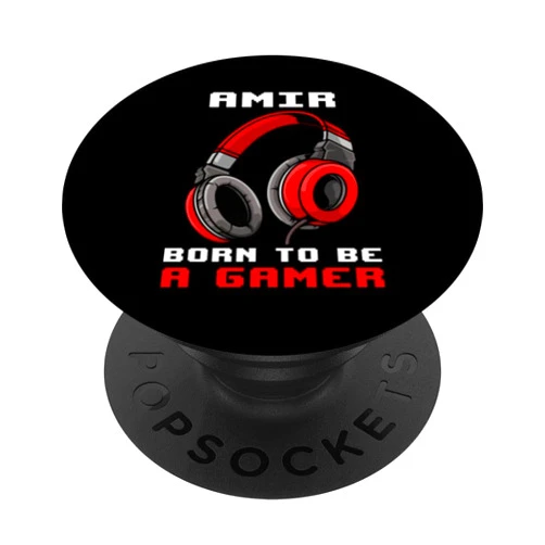 Personalized Gaming Gift Idea And Gamer Quotes Amir - Born To Be A Gamer - Personalized PopSockets Standard PopGrip