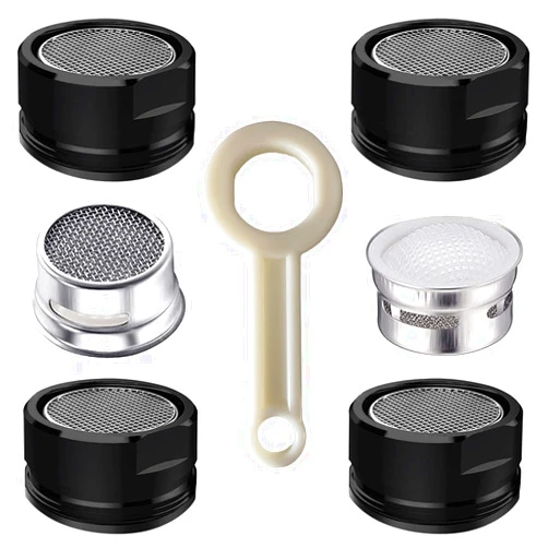 BOETOADG 4PCS 2.2 GPM Faucet Aerator, 2 Pack Aeration Filter Replacement Parts With Brass Housing 15/16 Inch 24mm Male Thread Aerator Faucet Filter With Gasket For Kitchen And Bathroom (Black)