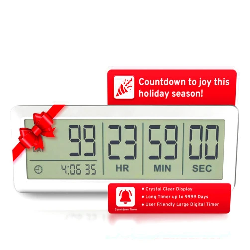 Countables White Large LCD Digital Countdown Clock, Up to 999 Days - Easy to Set & Read Reusable Count Down Timer for Retirement, Wedding, Christmas, Holiday,Baby Due Date,Birthday & More